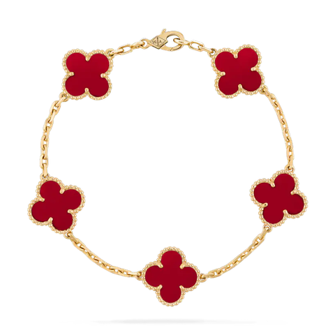LẮC TAY VAN CLEEF & ARPELS ALHAMBRA CARNELIAN DIAMOND 18K GOLD