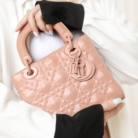 TÚI CHRISTIAN DIOR Small Lady Dior my Abcdior Bag Bag Rose Des Vents Cannage Calfskin with Diamond Motif Top Quality