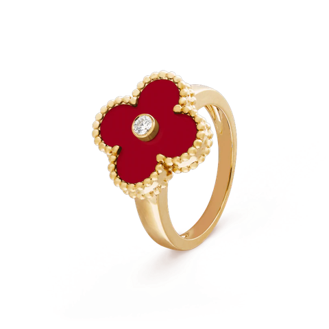 NHẪN VAN CLEEF & ARPELS ALHAMBRA CARNELIAN DIAMOND 18K YELLOW GOLD