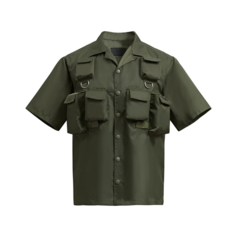 ÁO PRADA SHIRT POCKET RE-NYLON MÀU OLIVE UNISEX