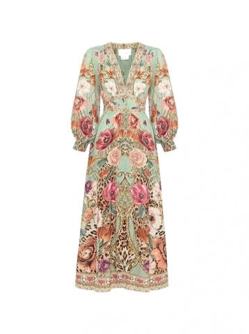 VÁY CAMILLA Flower and Leopard Print Vintage Dress High Classy
