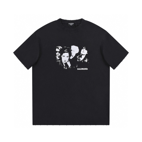 ÁO BALENCIAGA print cotton jersey T-shirt