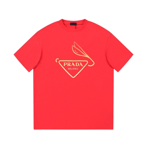 ÁO PRADA MILANO print cotton jersey T-shirt
