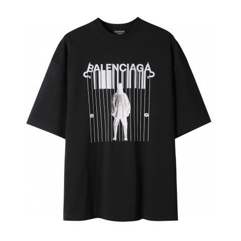 ÁO BALENCIAGA print cotton jersey T-shirt