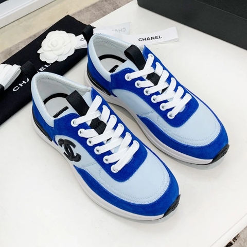 GIÀY CHANEL BLUE SUEDE  LOGO SNEAKERS