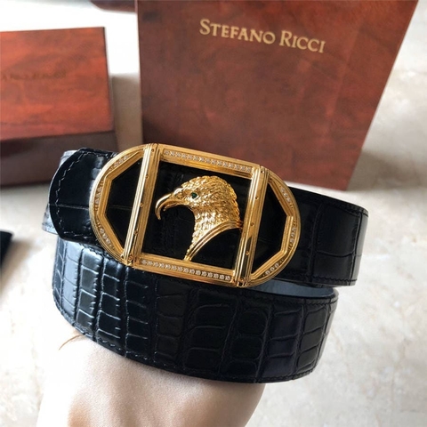 DÂY LƯNG STEFANO RICCI CROCODILE LEATHER DA CÁ SẤU Belt Khóa vàng