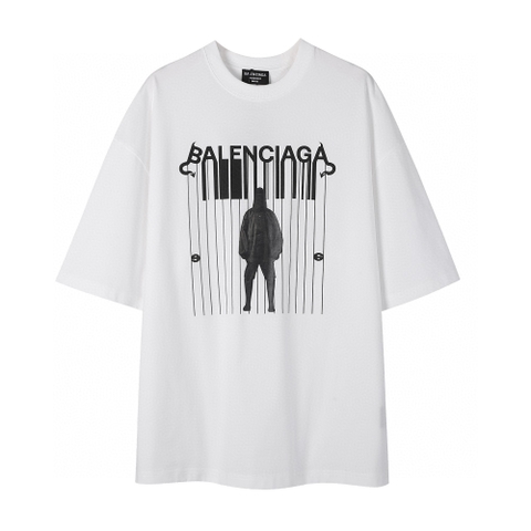 ÁO BALENCIAGA print cotton jersey T-shirt