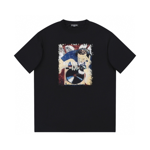 ÁO BALENCIAGA print cotton jersey T-shirt