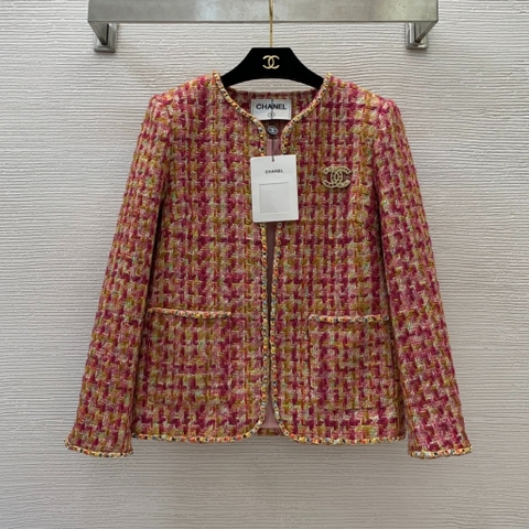 ÁO CHANEL TWEED ORANGE Jacket Top AAA