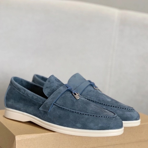 GIÀY LORO PIANA BLUE SHEEPSKIN SUEDE LOAFER DA CỪU