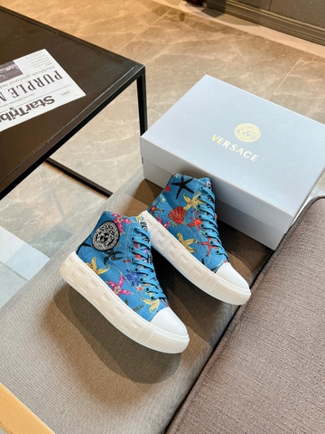 GIÀY VERSACE GRECA SNEAKERS HIGH TOP CANVAS OCEAN