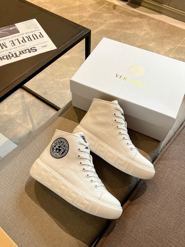GIÀY VERSACE GRECA SNEAKERS HIGH TOP CANVAS WHITE