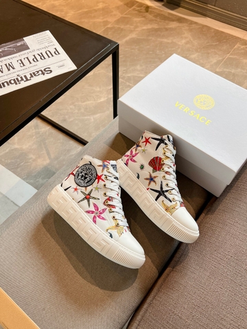 GIÀY VERSACE GRECA SNEAKERS HIGH TOP CANVAS OCEAN