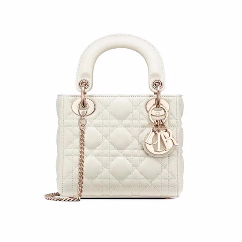 TÚI Christian Dior Mini Lady Dior Bag Latte Cannage Lambskin
