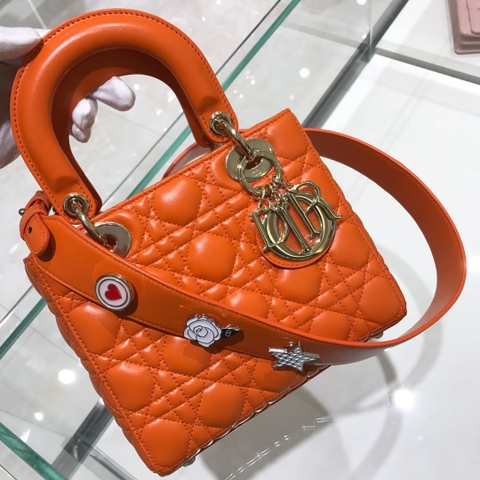 TÚI CHRISTIAN DIOR Lady Dior Bag Orange Cannage Lambskin Top Quality