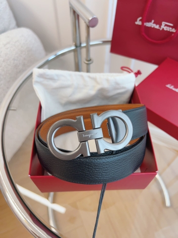 DÂY LƯNG Salvatore Ferragamo Adjustable Gancini Belt Khóa đen mờ