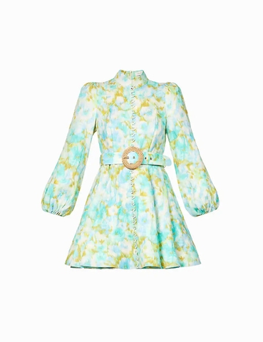 VÁY ZIMMERMANN High Tide collared flared-hem linen mini dress