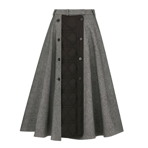 Chân váy Dior Cannage Lined Mid-Length Skirt Gray Technical Cotton Drill