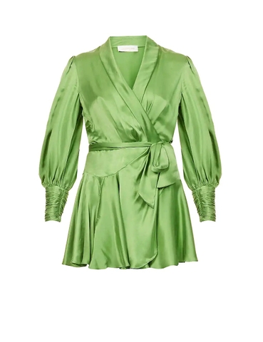 VÁY ZIMMERMANN Plunge-neck wrap-over silk mini dress