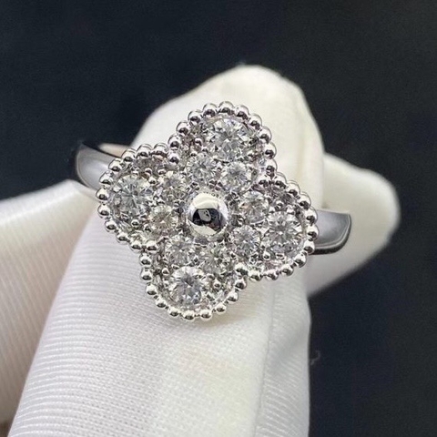 NHẪN VAN CLEEF & ARPELS ALHAMBRA DIAMOND CLOVERS GOLD 18K WHITE GOLD