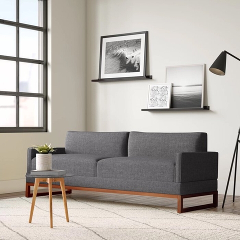 SOFA NỈ CHÂN GỖ Square Arm Sofa Bed