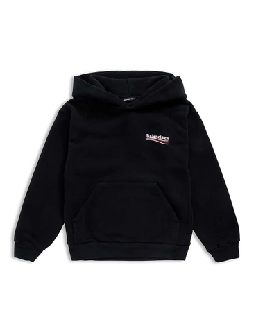 ÁO BALENCIAGA Political logo-embroidered cotton hoody 4-10 years