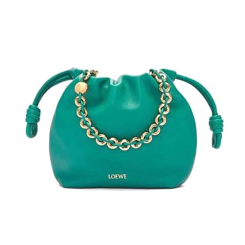 TÚI LOEWE Women Mini Flamenco Purse Bag in Mellow Nappa Lambskin-Emerald Green