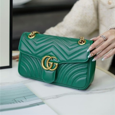 TÚI Gucci Marmont small matelasse shoulder bag green Top Quality