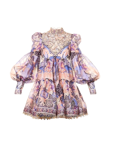 VÁY ZIMMERMANN Celestial high-neck linen-blend mini dress