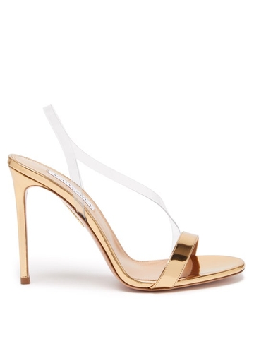 GIÀY AQUAZZURA Perfect Kiss 105 metallic-leather sandals SS2022
