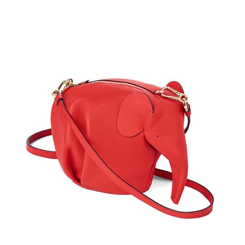 TÚI LOEWE Elephant bằng da bê màu đỏ