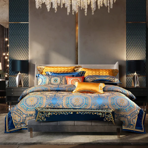 BỘ CHĂN GA GỐI Etienne Embroidered Jacquard Satin Duvet Cover Set