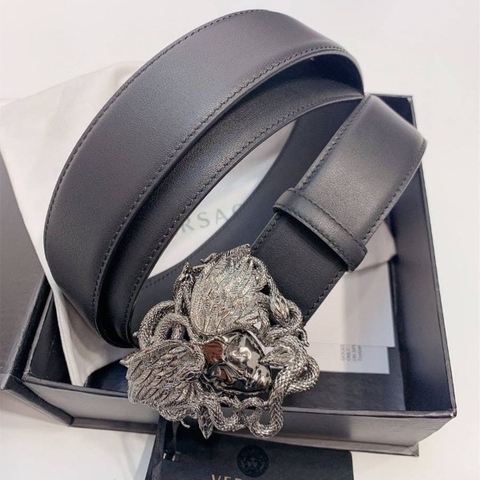 DÂY LƯNG VERSACE MEDUSA HEAD CALFSKIN LEATHER Khóa trắng