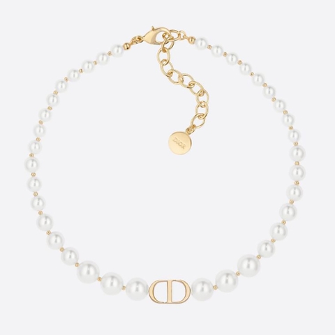 DÂY Dior Women 30 Montaigne Choker Gold-Finish Metal and White Resin Pearls