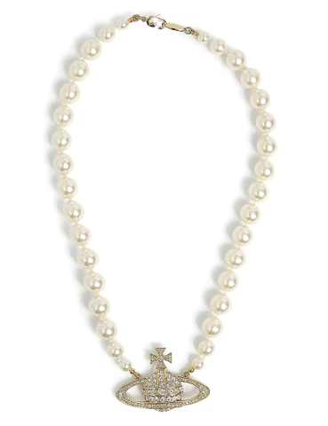 DÂY VIVIENNE WESTWOOD JEWELLERY Bas Relief yellow-gold tone brass, pearl and Swarovski crystal necklace