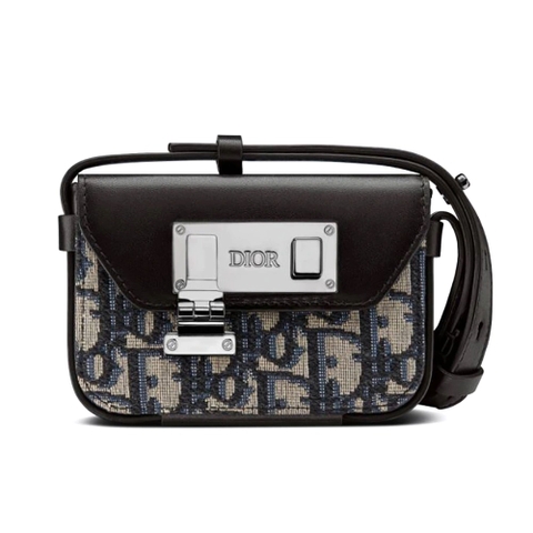 TÚI Dior Nano Pouch Beige and Black Dior Oblique Jacquard and Black Smooth Calfskin