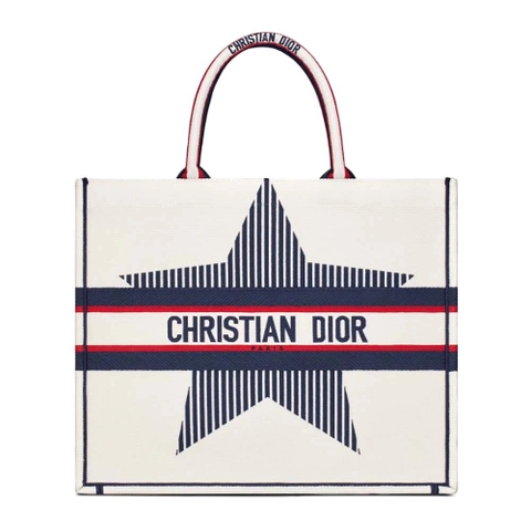 TÚI Dior Women Dioralps Dior Book Tote White Three-Tone Embroidery