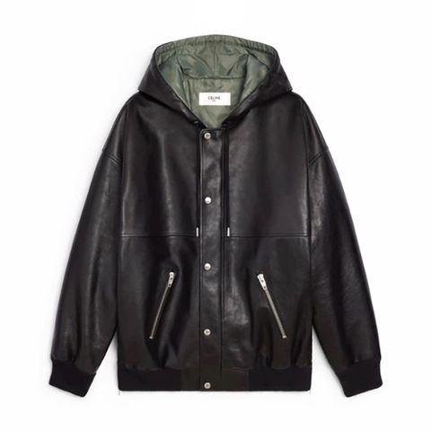 ÁO Celine Women Oversized Blouson Jacket in Calfskin-Black