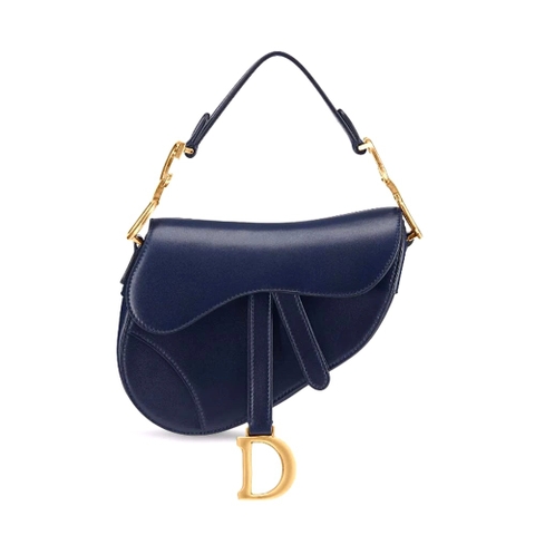 TÚI Dior Women Mini Saddle Bag in Blue Calfskin