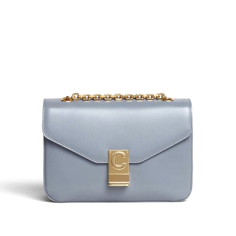 TÚI Celine Women Medium C Bag in Shiny Calfskin Leather-Grey