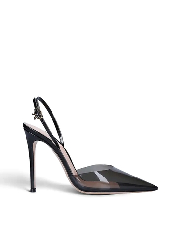 GIÀY GIANVITO ROSSI Ribbon D'Orsay leather and TPU heeled sandals