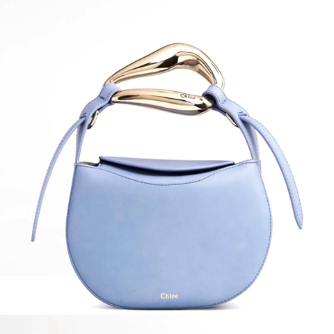 TÚI Chloe Women Kiss Small Purse in Small Grain Calfskin-Blue