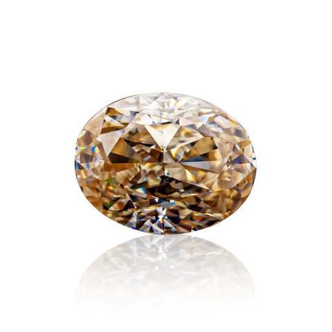 KIM CƯƠNG Oval Hybrid Cut Natural Champagne Loose Moissanite Stone