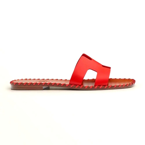 GIÀY Hermes Women Oran Sandal in Braided Calfskin with Iconic H Cut-Out-Red SS2022