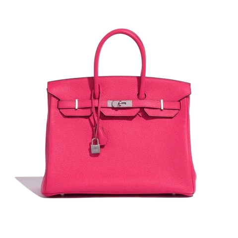 TÚI Hermès Birkin HSS 35 Taurillon Clemence Rose Extreme Rose Pourpre Silver Buckle khóa trắng