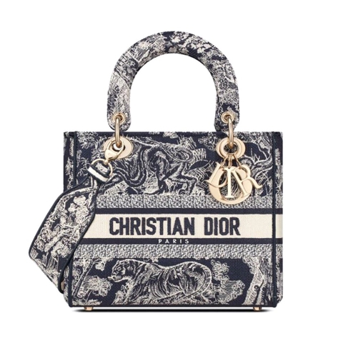 TÚI Dior Women Medium Lady D-lite Bag Blue Toile de Jouy Reverse Embroidery