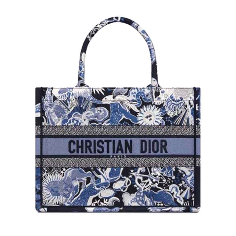 TÚI Dior Women Medium Dior Book Tote Blue Multicolor Dior Zodiac Fantastico Embroidery