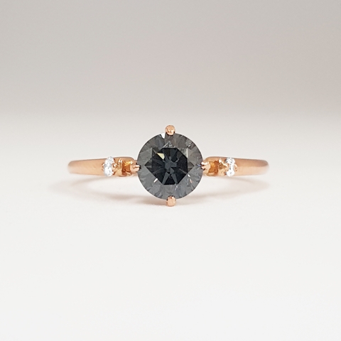 MIDNIGHT GREY MOISSANITE AND DIAMOND ENGAGEMENT RING
