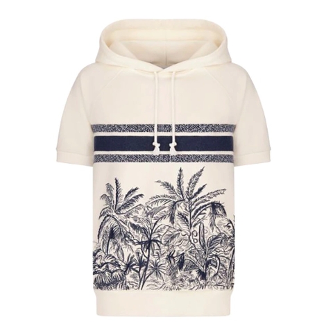 ÁO Dior Women Chez Moi Short-Sleeved Hooded Sweatshirt