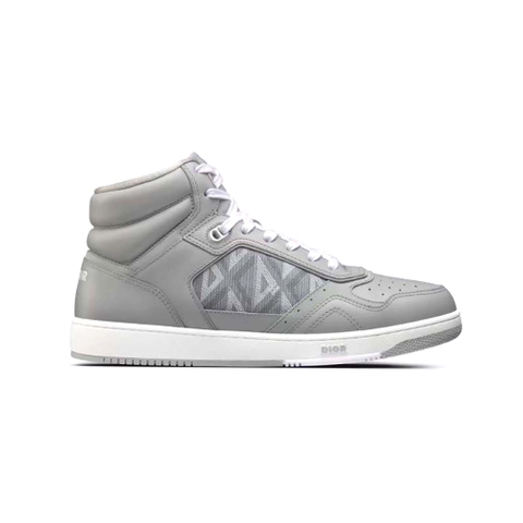 GIÀY DIOR B27 High-Top Sneaker Dior Gray Smooth Calfskin and CD Diamond Canvas